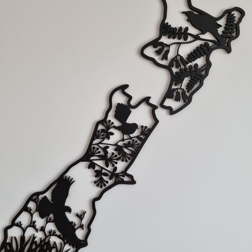 NZ Native Birds Map - Geometric Animals