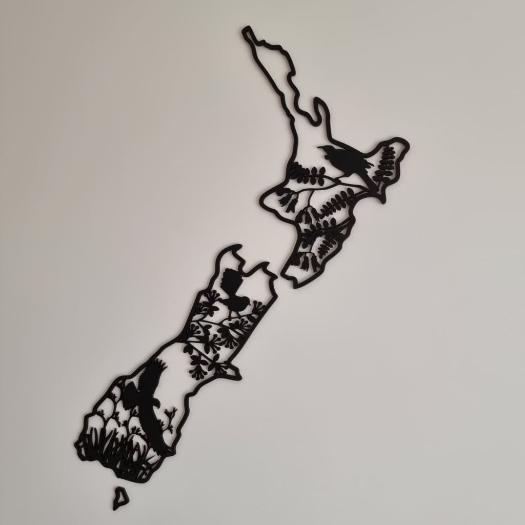 NZ Native Birds Map - Geometric Animals