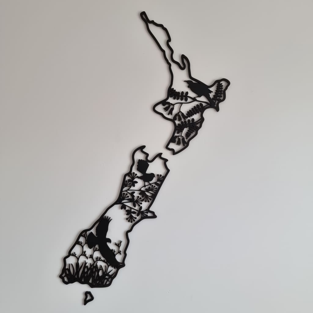 NZ Native Birds Map - Geometric Animals