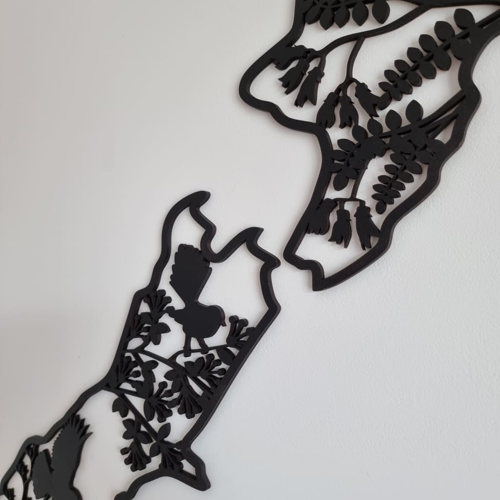 NZ Native Birds Map - Geometric Animals