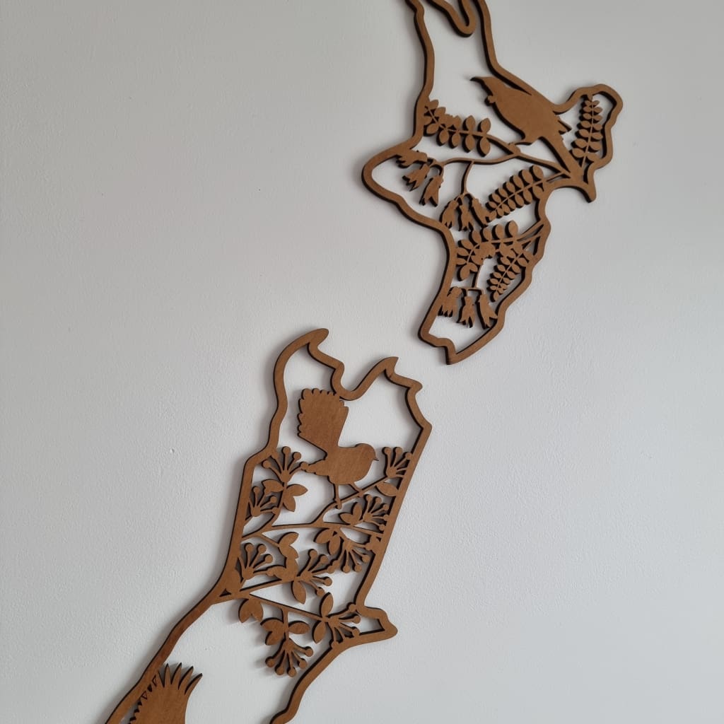 NZ Native Birds Map - Geometric Animals