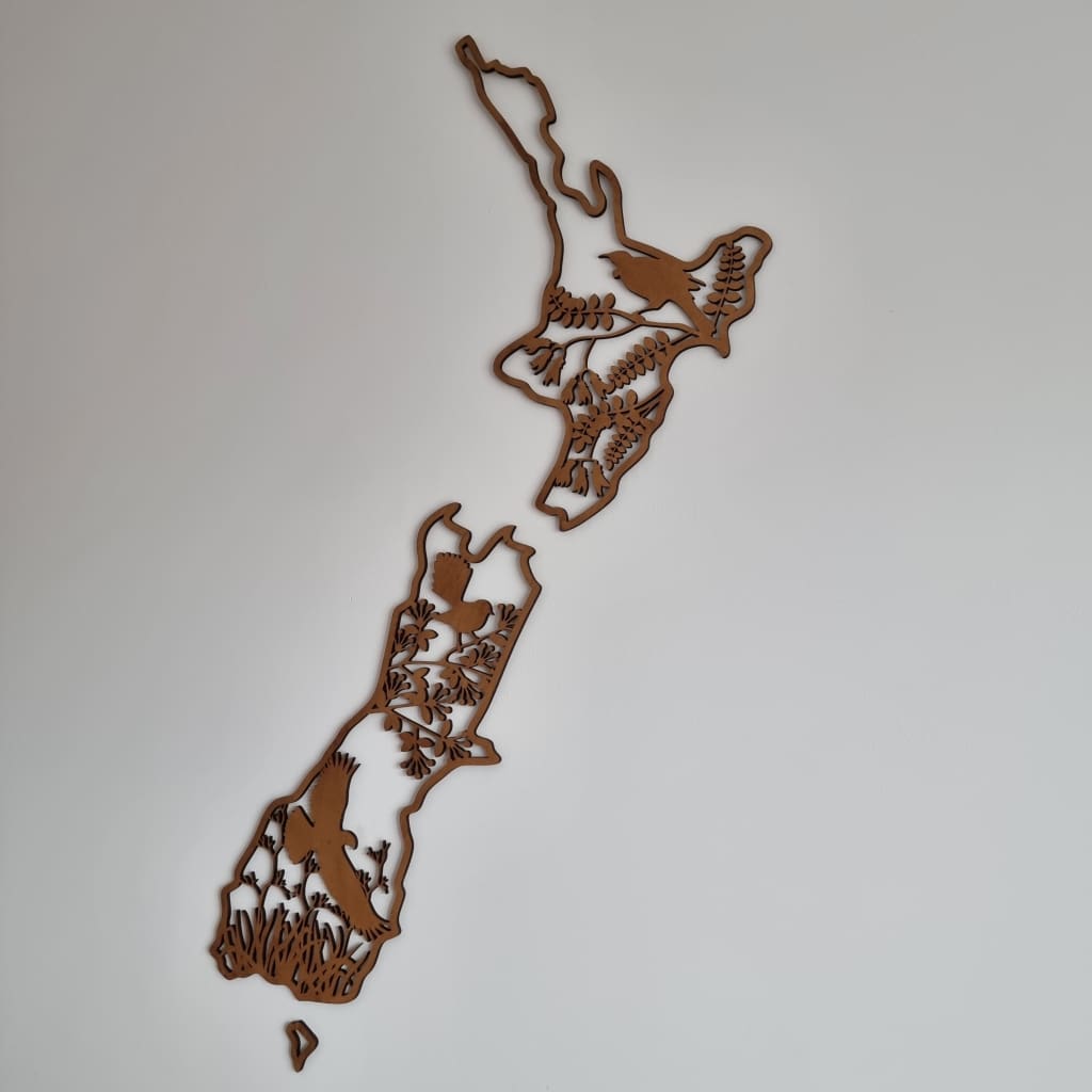 NZ Native Birds Map - Geometric Animals