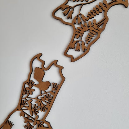 NZ Native Birds Map - Geometric Animals