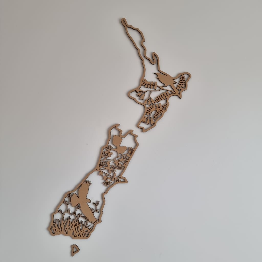 NZ Native Birds Map - Nude (No Finish) - Geometric Animals