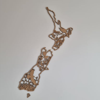 NZ Native Birds Map - Nude (No Finish) - Geometric Animals