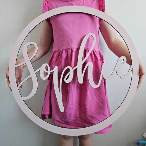 Painted Name Hoop - Laser Cut Plaque
