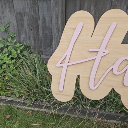 Popped Two names with Flowers Name Plaque