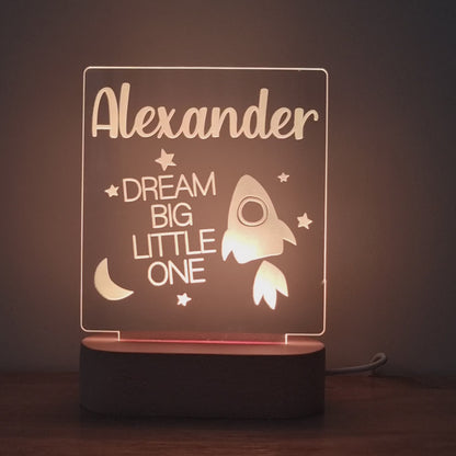 Night Light Dream Big Little One Personalised Name