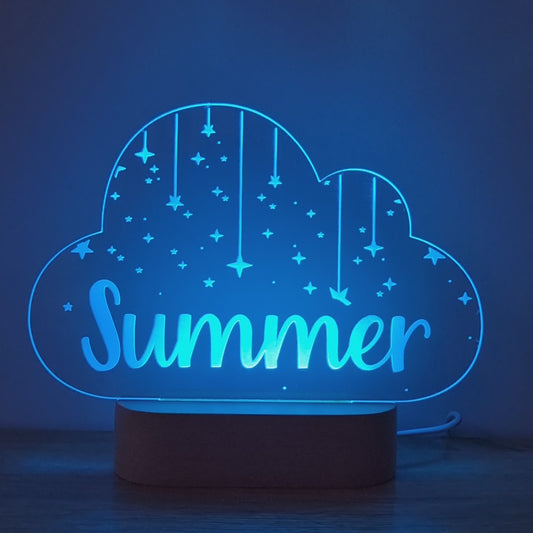 Night Light Stars On Strings Personalised Cloud Shape