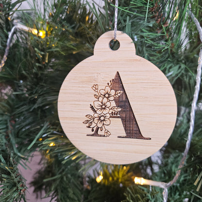 Floral Monogram Bamboo Bauble