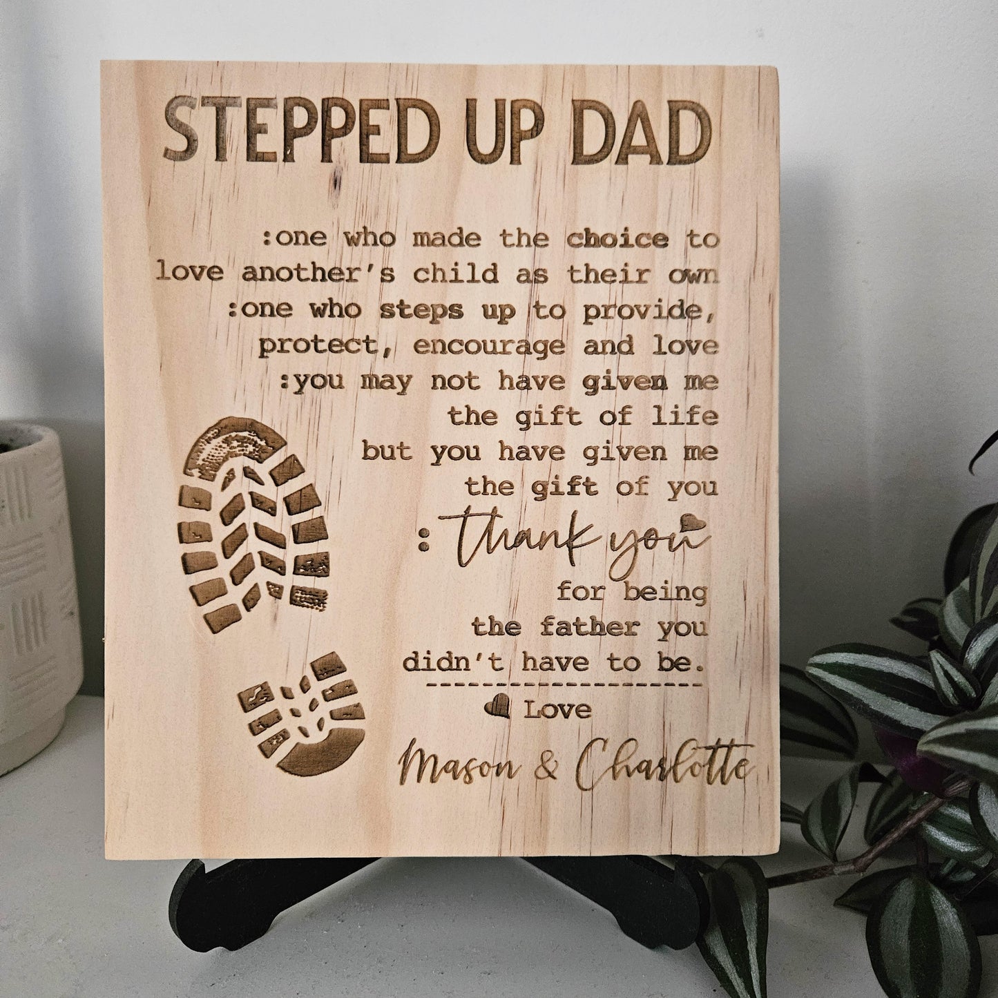 Stepped Up Dad Engraved Sign