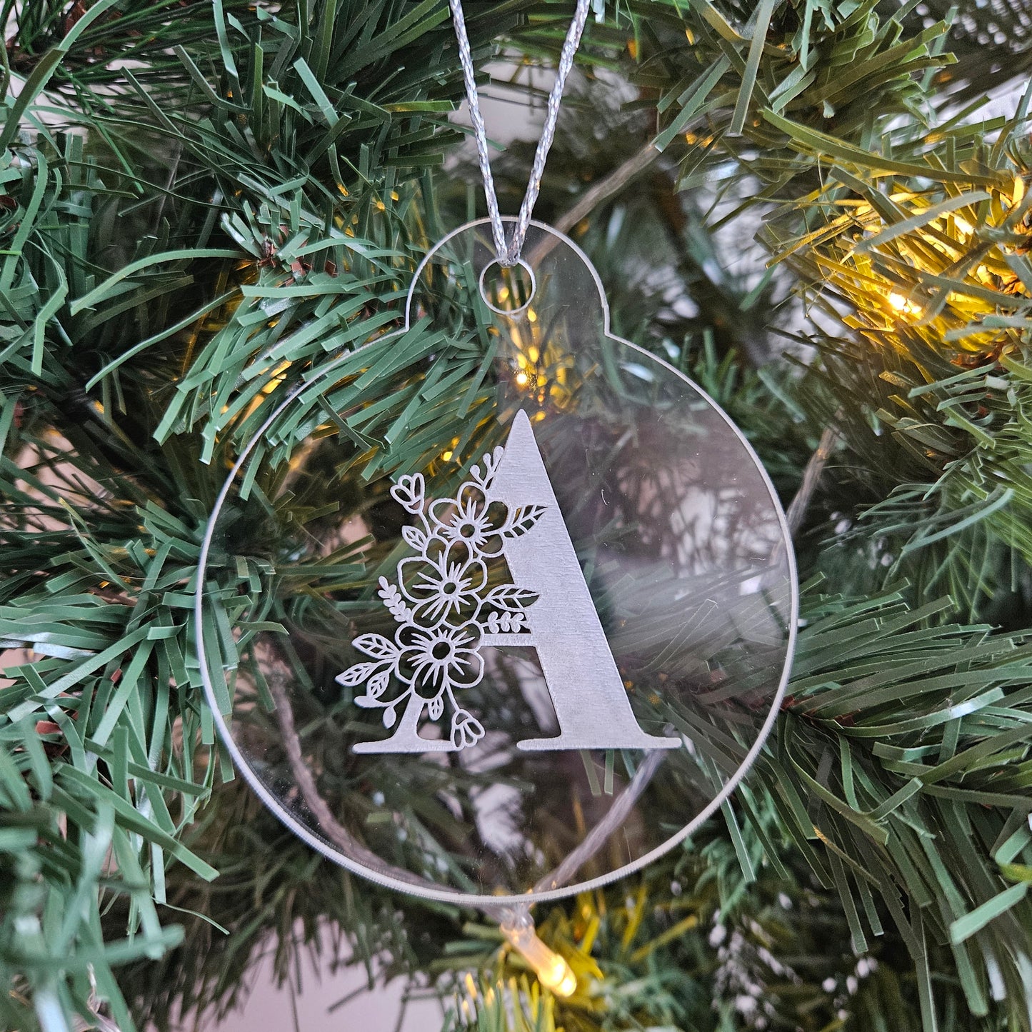 Floral Monogram Acrylic Bauble