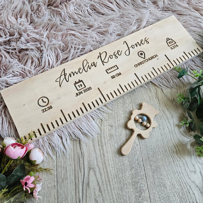 Personalised Birth Ruler Pine Symbols