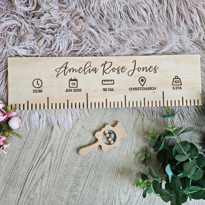 Personalised Birth Ruler Pine Symbols