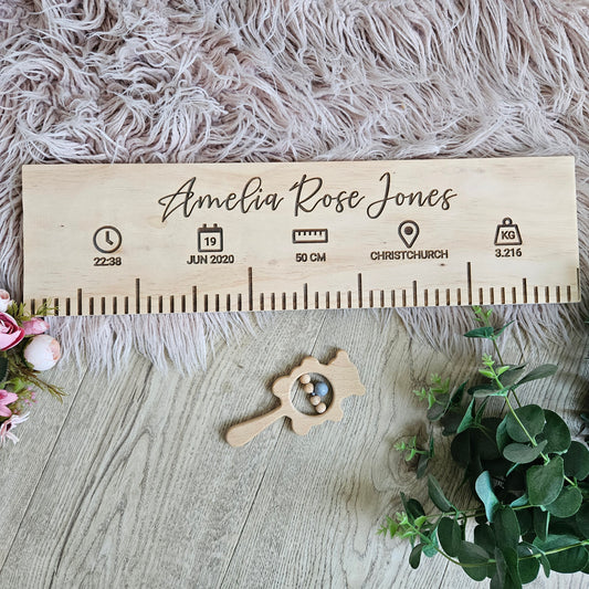 Personalised Birth Ruler Pine Symbols
