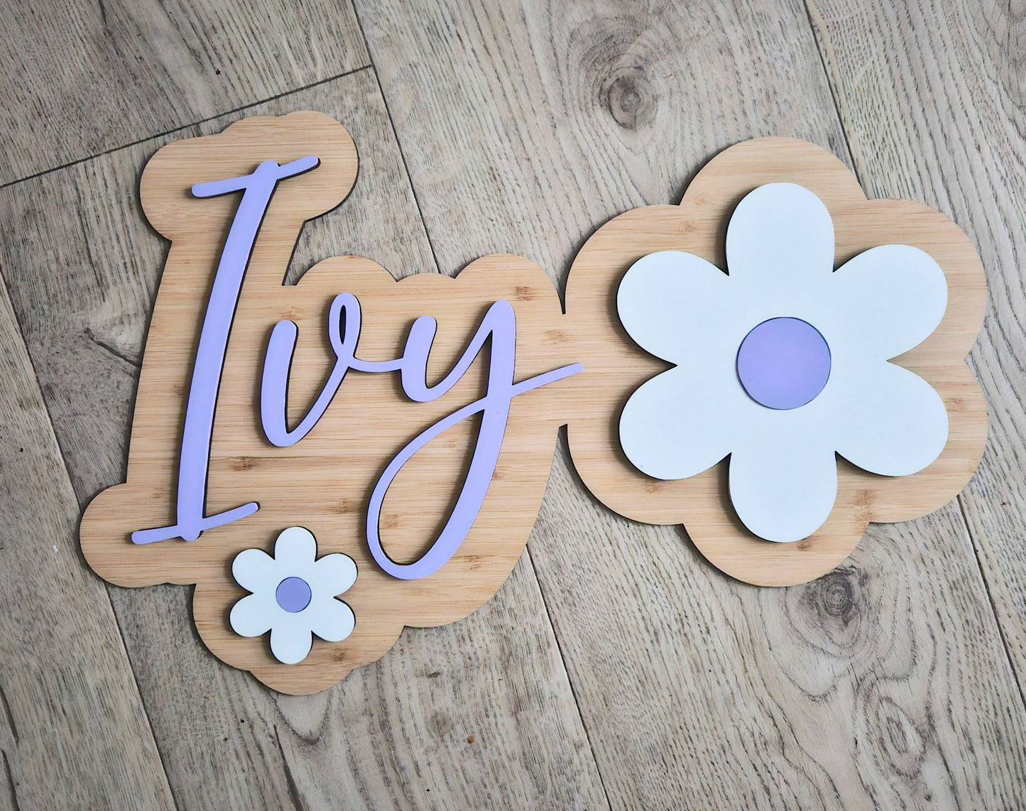 Popped Two names with Flowers Name Plaque