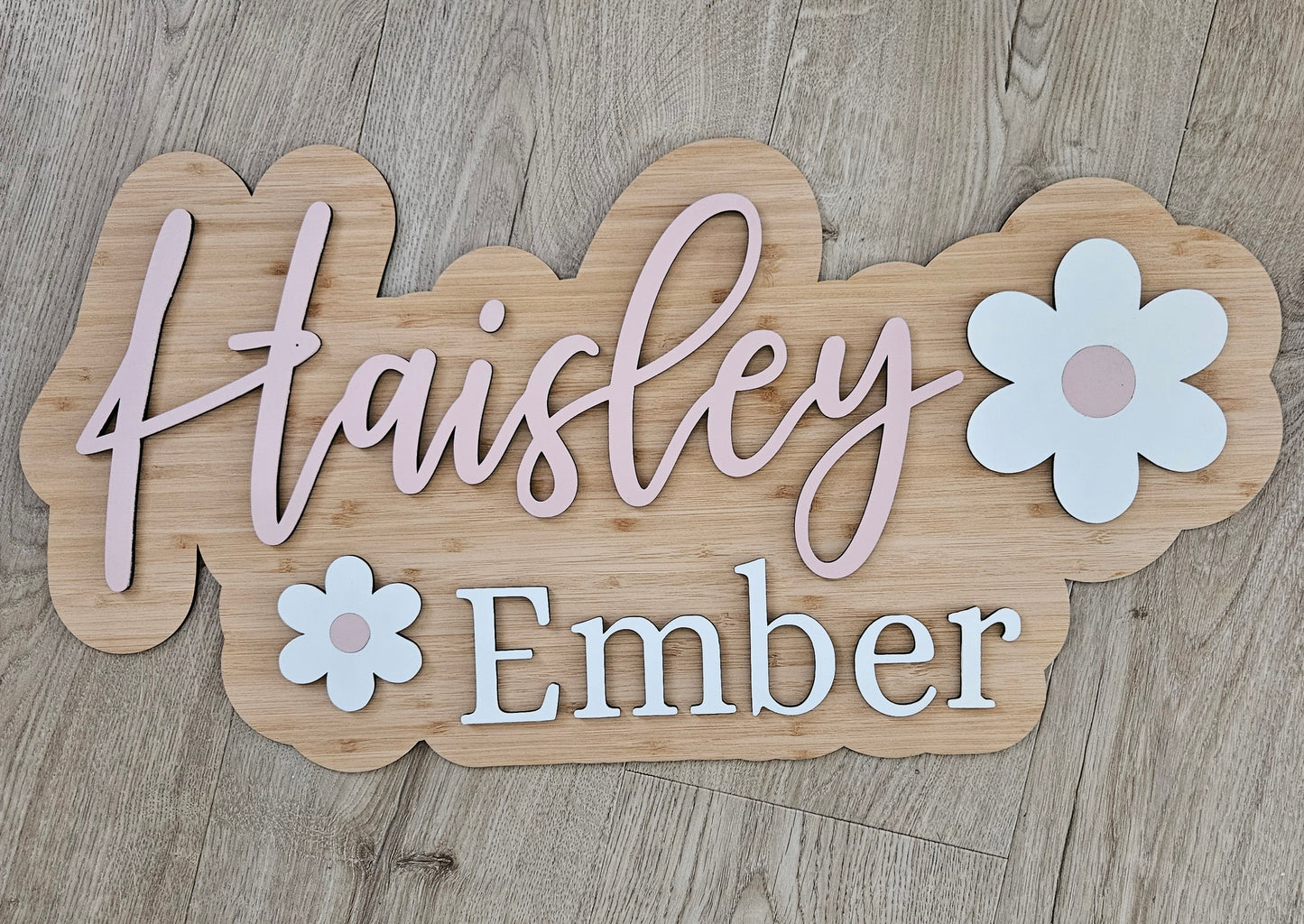 Popped Two names with Flowers Name Plaque