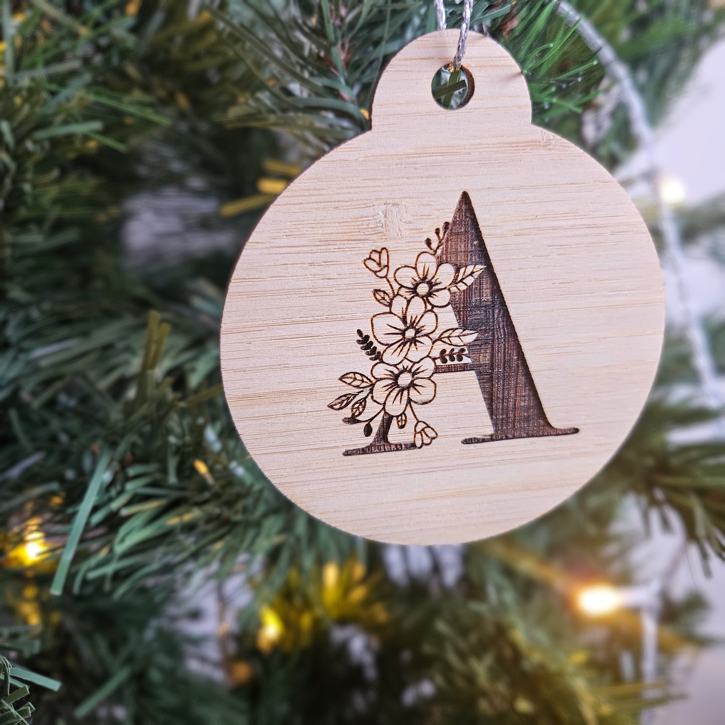 Floral Monogram Bamboo Bauble