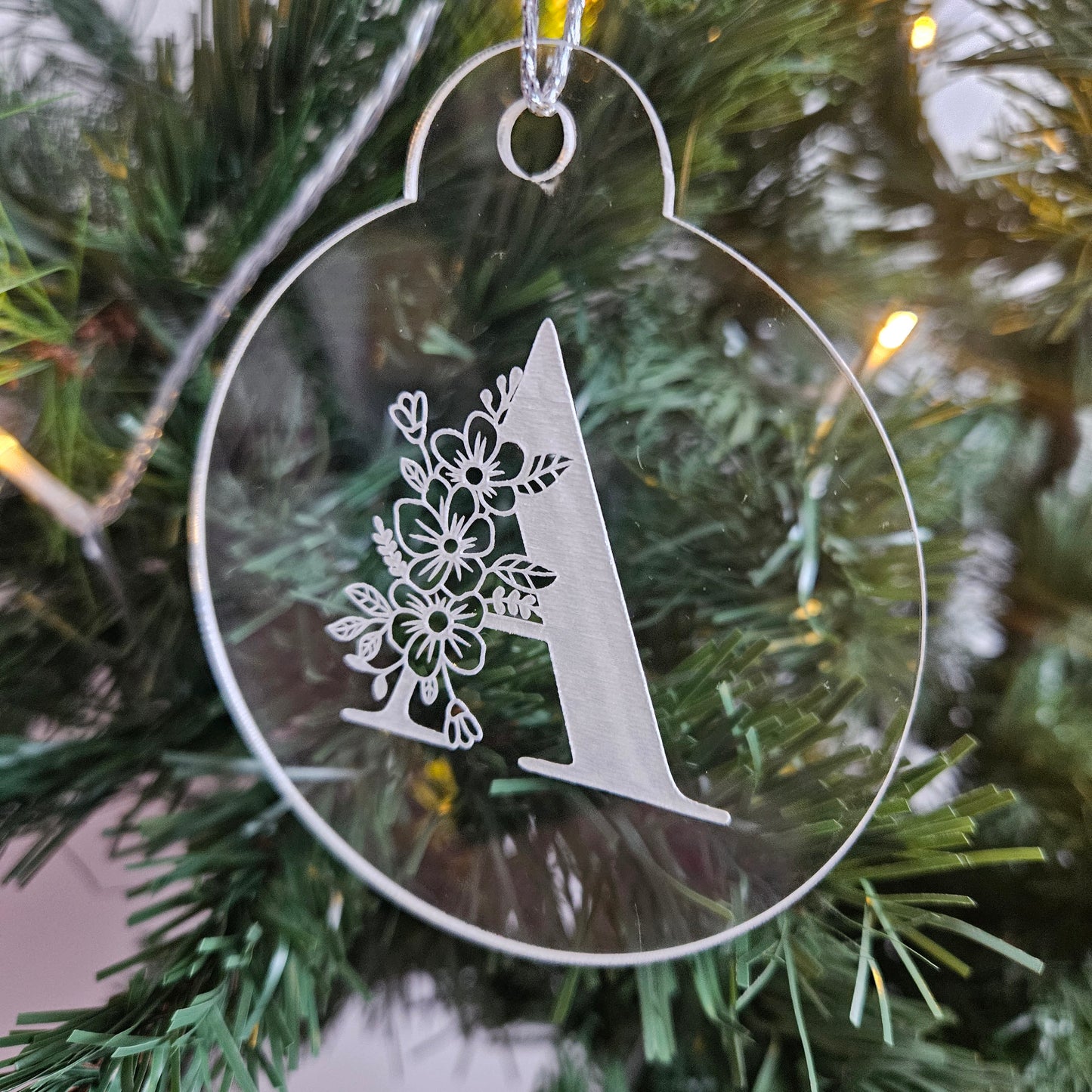 Floral Monogram Acrylic Bauble