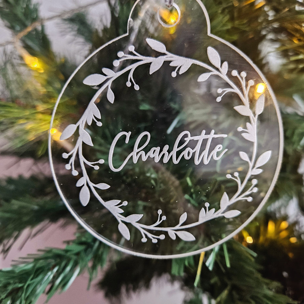 Personalised Wreath Bauble Acrylic