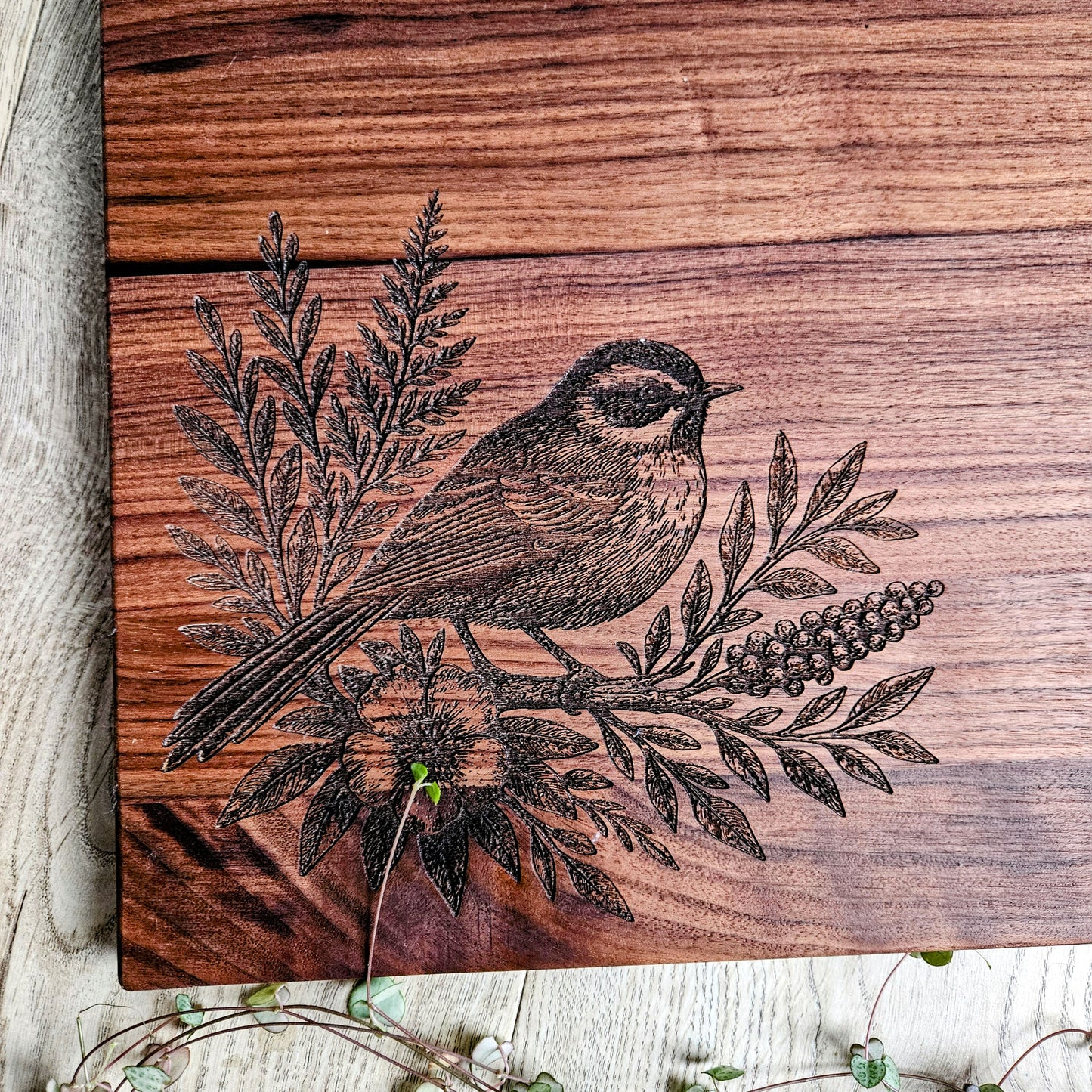 Fantail On Branch Walnut Board