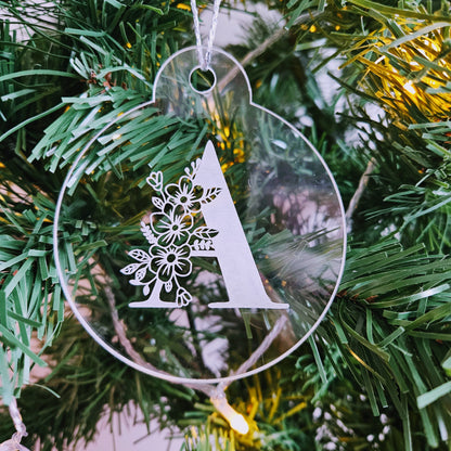 Floral Monogram Acrylic Bauble