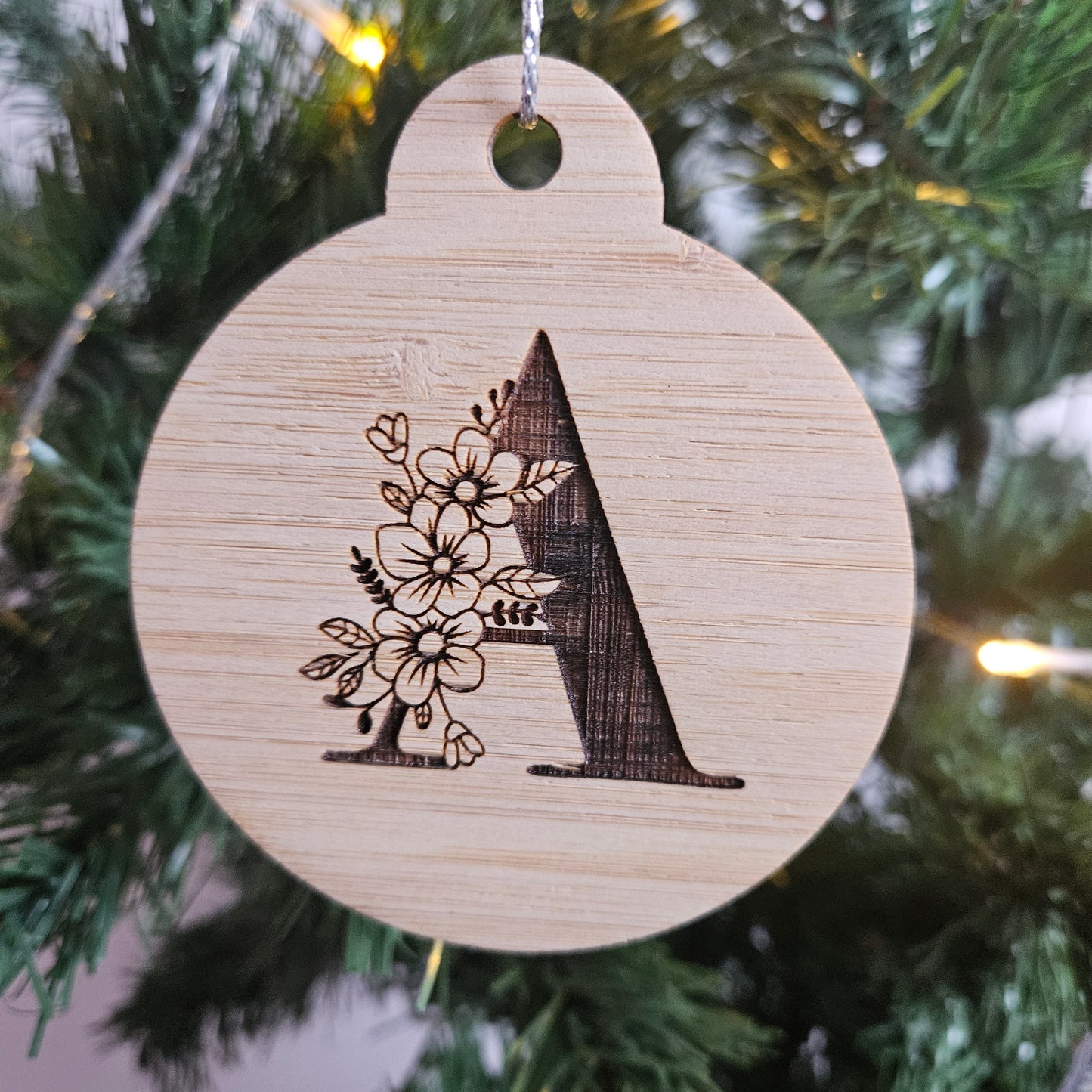 Floral Monogram Bamboo Bauble