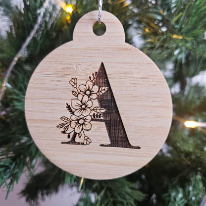 Floral Monogram Bamboo Bauble