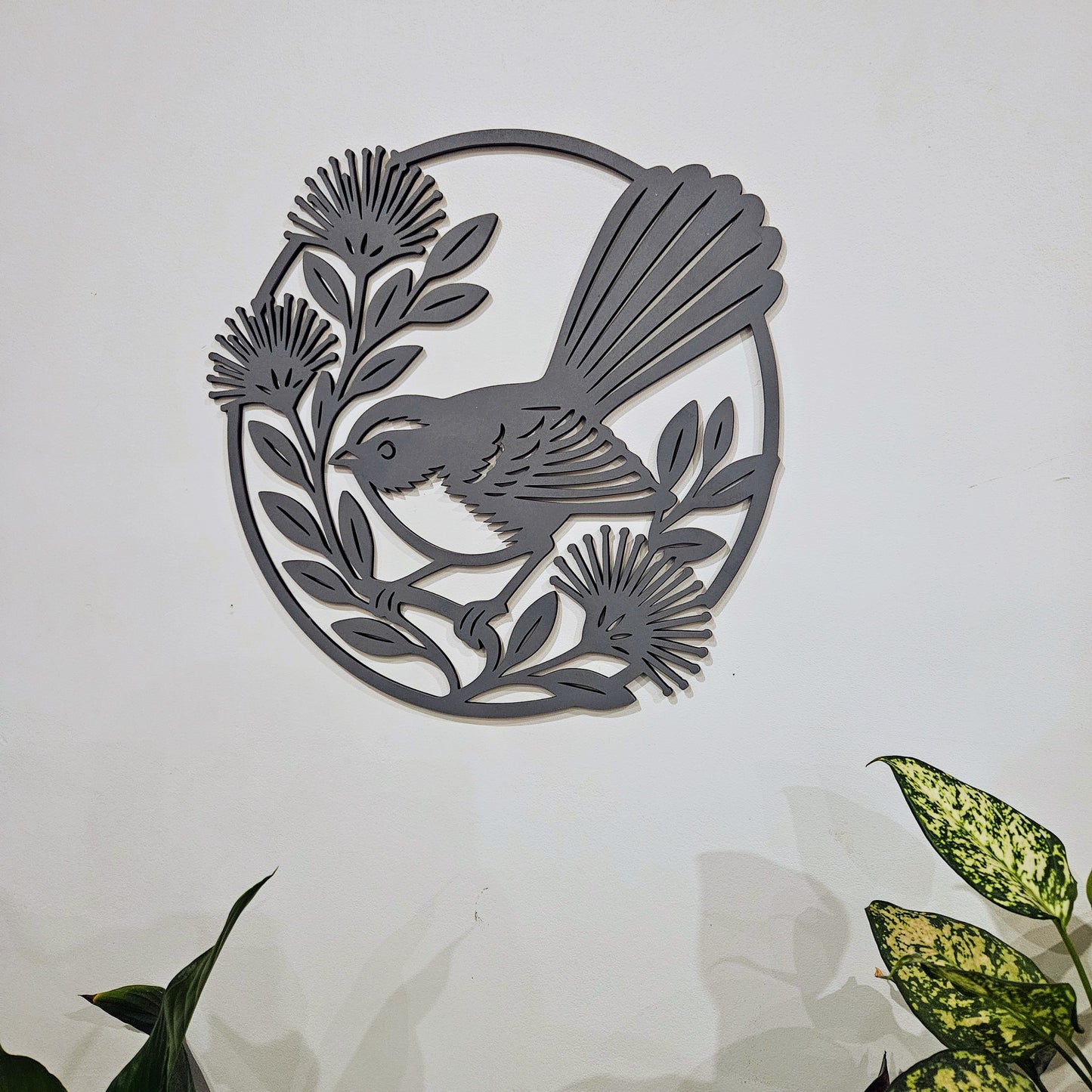 Fantail and Pohutukawa Circle Wall Art