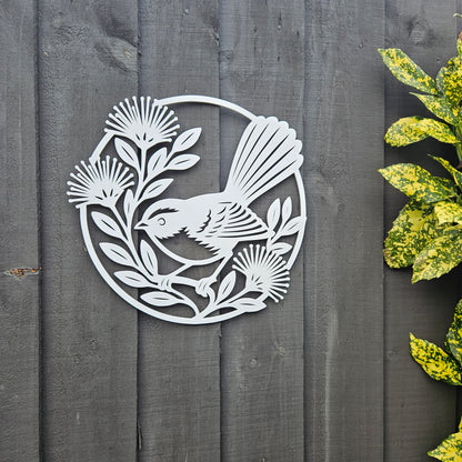 Fantail and Pohutukawa Circle Wall Art
