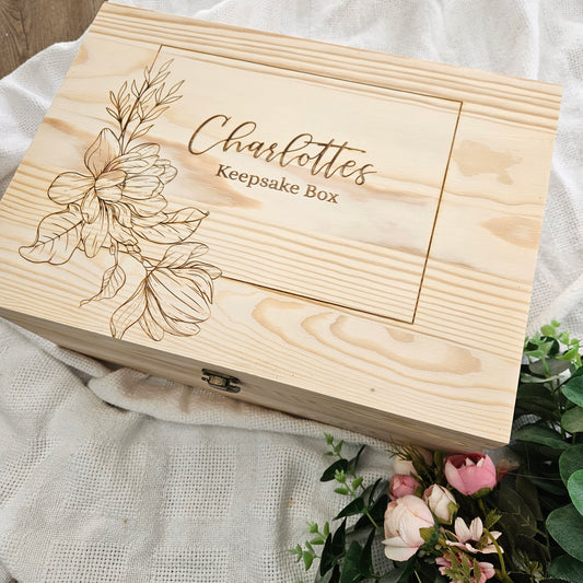 Magnolia Wooden Keepsake Box (Pre Order)