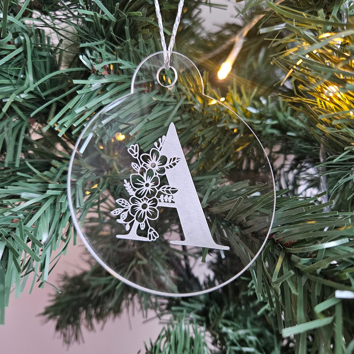 Floral Monogram Acrylic Bauble