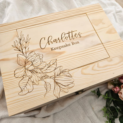 Magnolia Wooden Keepsake Box