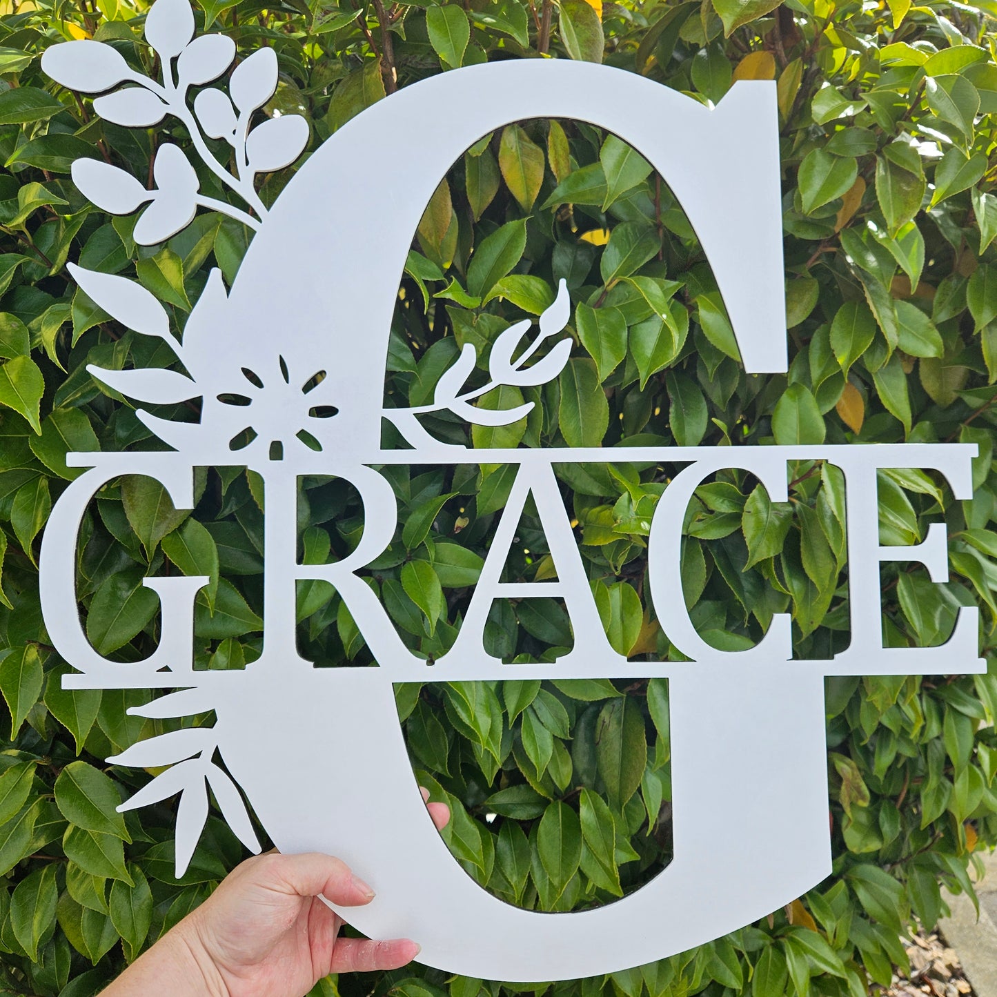 Monogram Letter With Name Floral Wreath