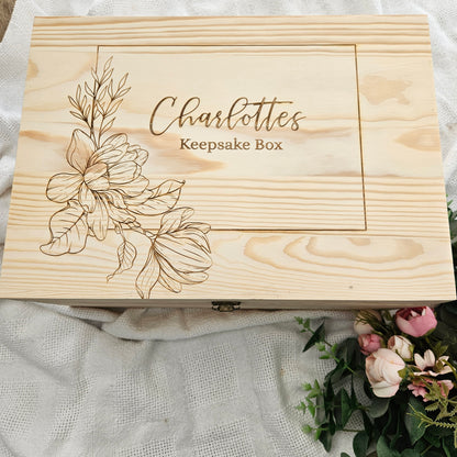 Magnolia Wooden Keepsake Box