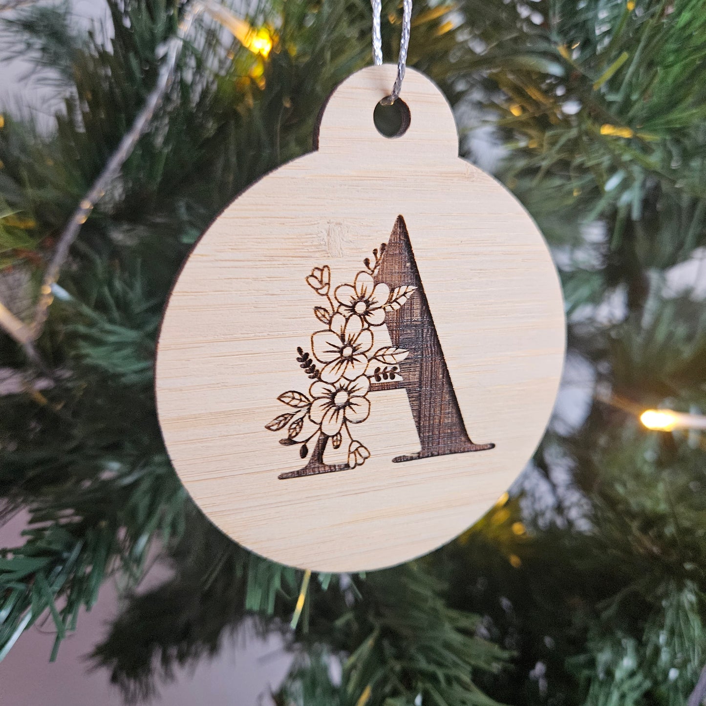 Floral Monogram Bamboo Bauble