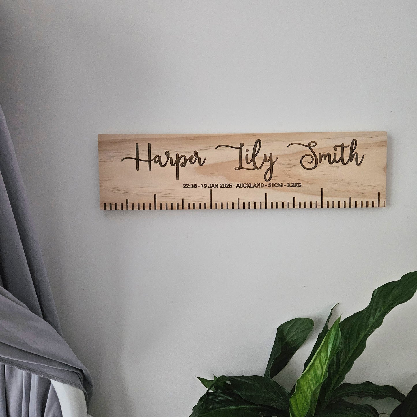 Personalised Birth Ruler Pine