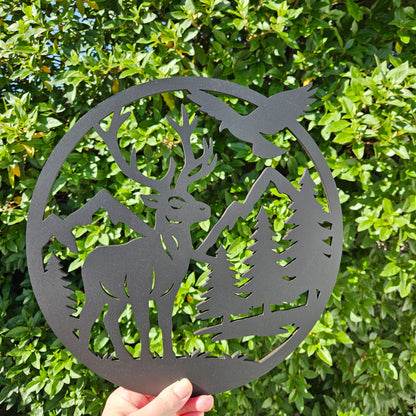 Stag Scene Circle Wall Art