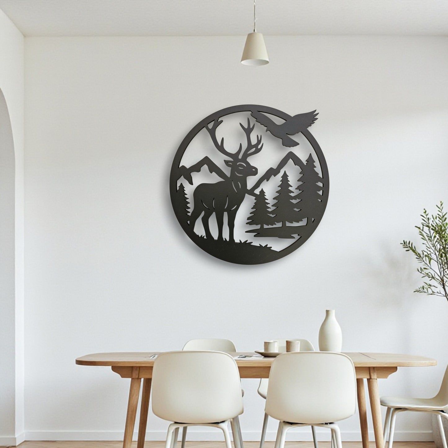 Stag Scene Circle Wall Art