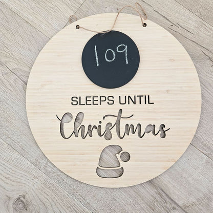 Sleeps Until Christmas Bamboo Circle - Christmas
