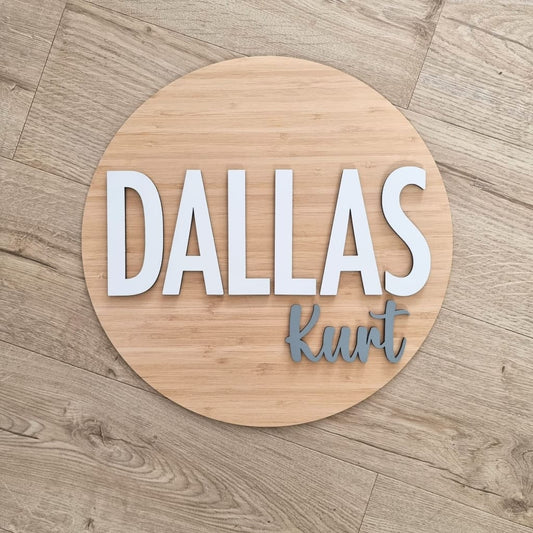 Two Names On Bamboo - Laser Cut Name Plaque