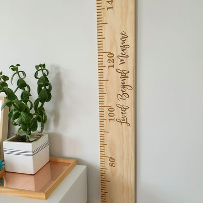 Wooden Height Chart - Personalised Childrens Growth Ruler - 135mm / Engraved / CM - Height Chart