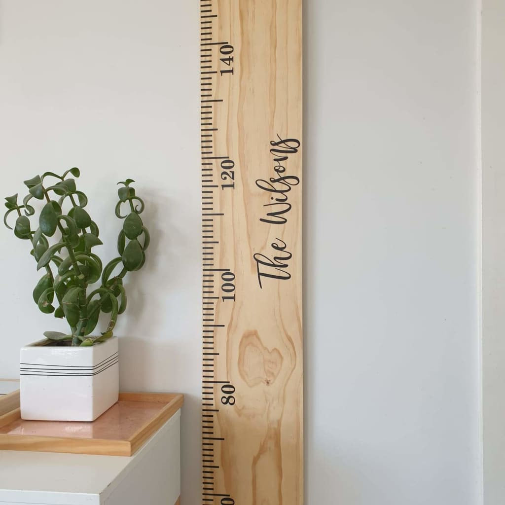 Pine Wide Height Chart Personalised Vinyl