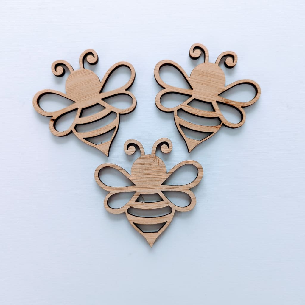 Bee Shape/Blank - 3 Bees / Bamboo - Craft Shape