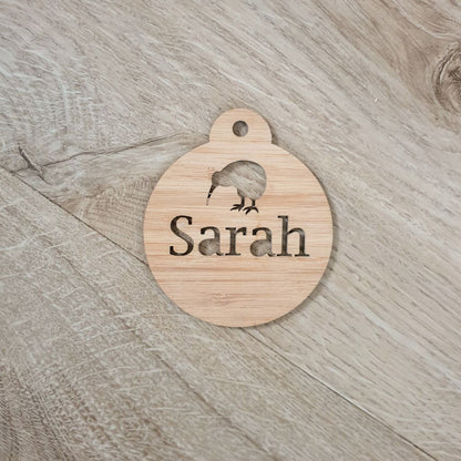 Christmas Baubles Personalised Natural - Kiwi - Christmas Baubles