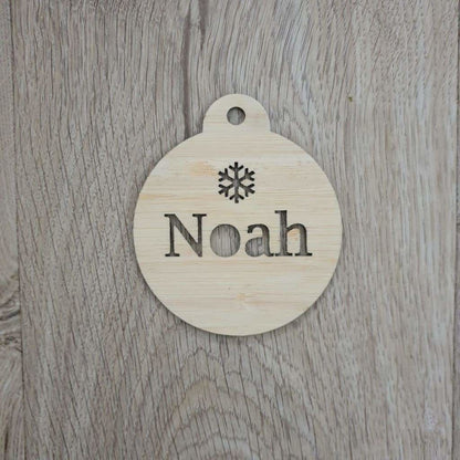 Christmas Baubles Personalised Natural - Snowflake - Christmas Baubles