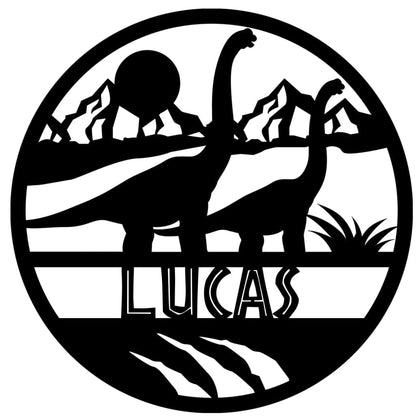 Dinosaur Name Wooden Round - Laser Cut Name Plaque