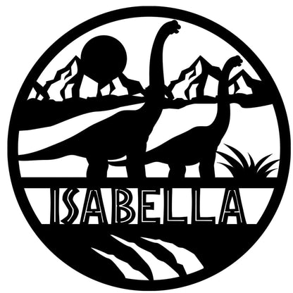 Dinosaur Name Wooden Round - Laser Cut Name Plaque