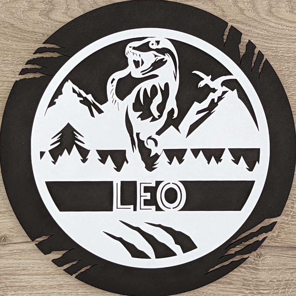 Dinosaur Name Wooden Round - Laser Cut Name Plaque