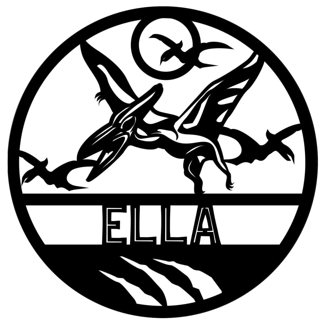 Dinosaur Name Wooden Round - Laser Cut Name Plaque